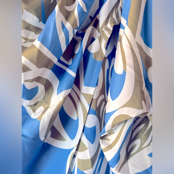 Abstract Design Blue, Green & White Midi Skirt Set - Picture 5 of 5